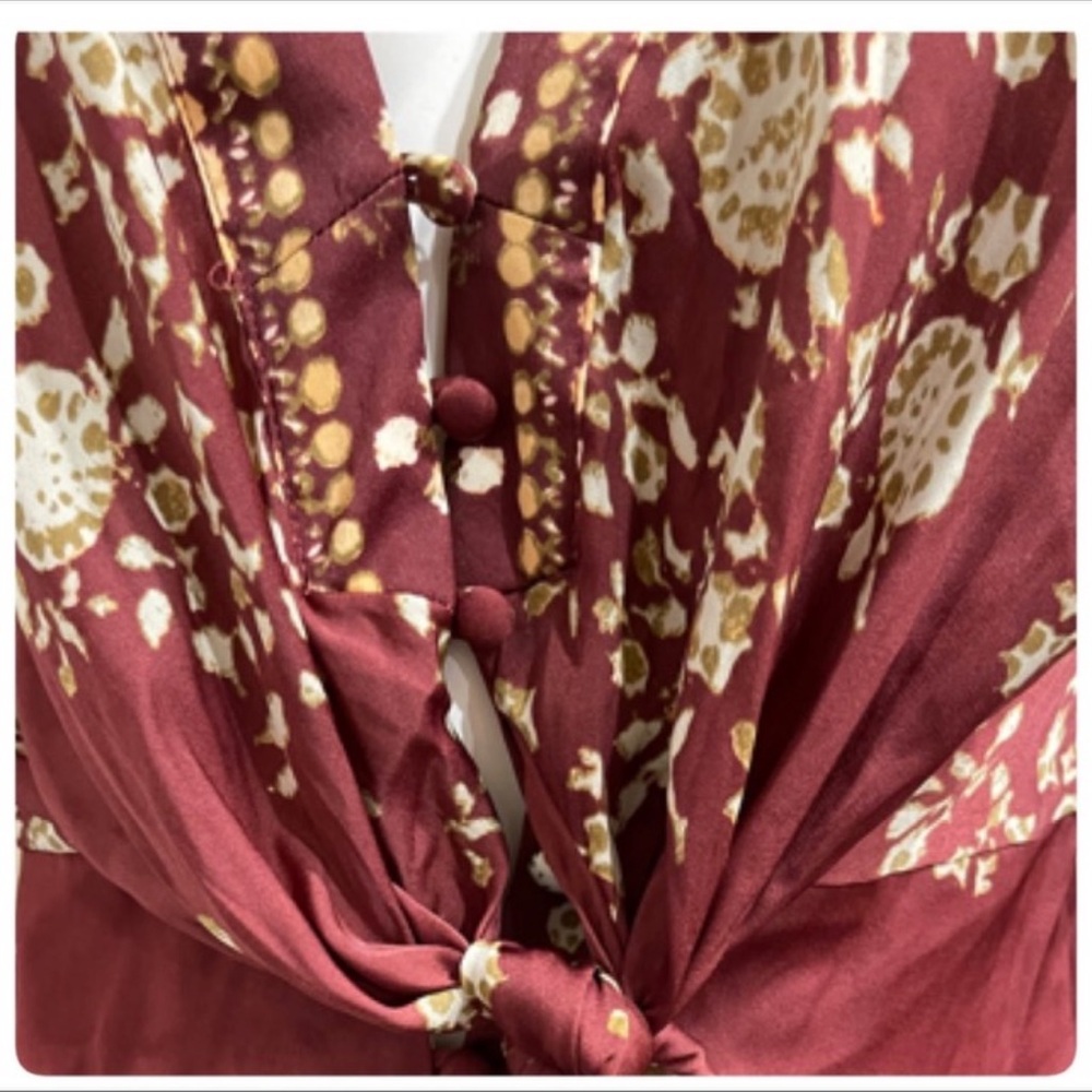 Free People RUN FREE maroon red TUNIC TOP NWT sz XS - Picture 9 of 12